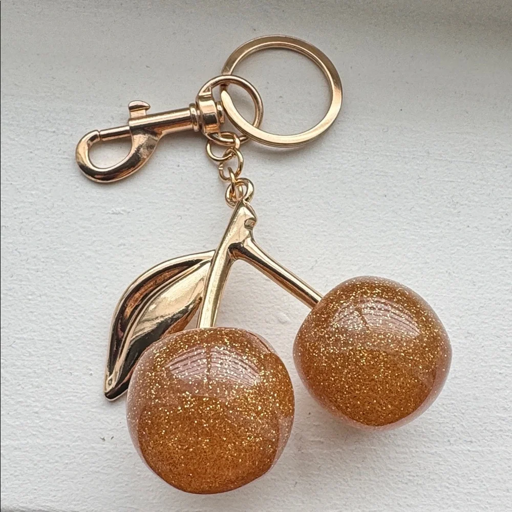 Gold Cherries Bag Charm and Keychain